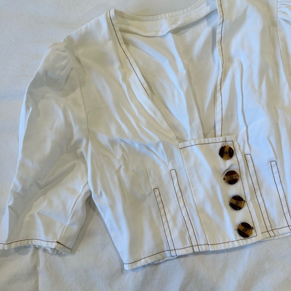 Retro Crop Top Button-Up